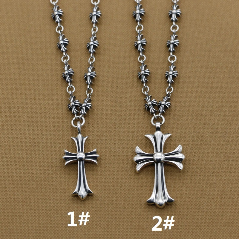 925 Sterling Silver Cross Pendants Necklace Vintage Gothic Punk Hiphop Antique Designer Luxury Jewelry Accessories