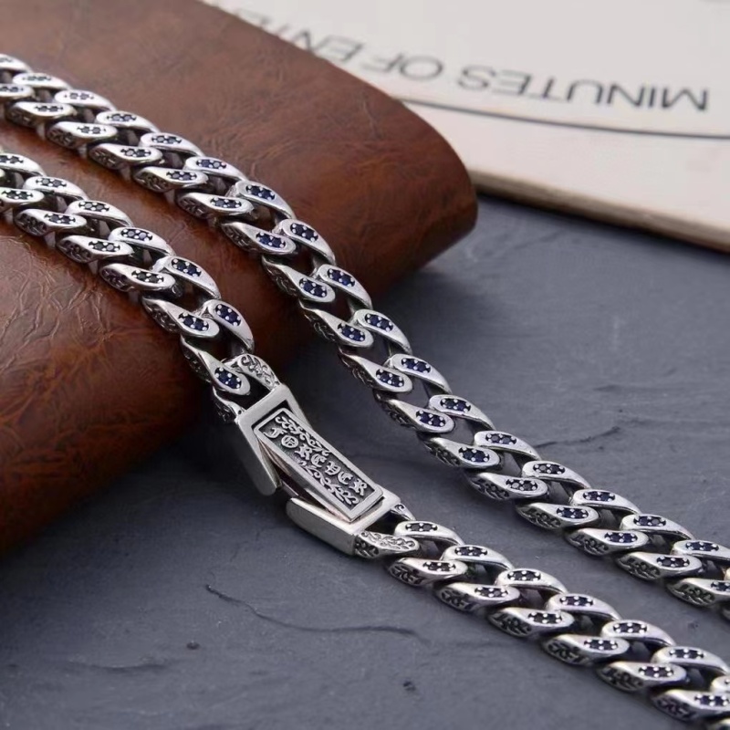 925 Sterling Silver Link Chain Necklaces With Stones Vintage Gothic Punk Hiphop Antique Designer Luxury Jewelry Accessories