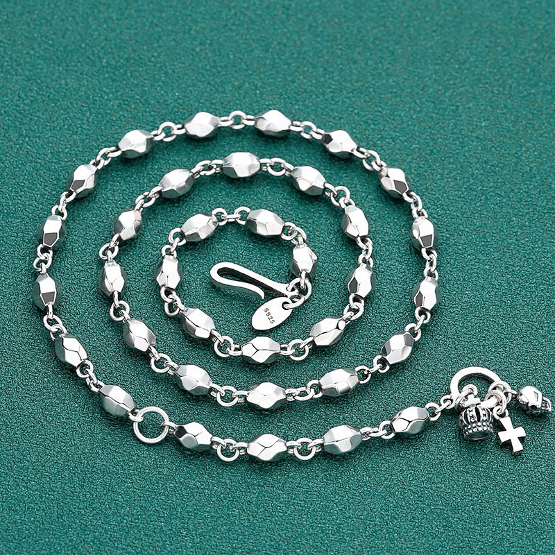 925 Sterling Silver Link Chain Necklaces With Fish Hook Clasp Skull Cross Crown Charms