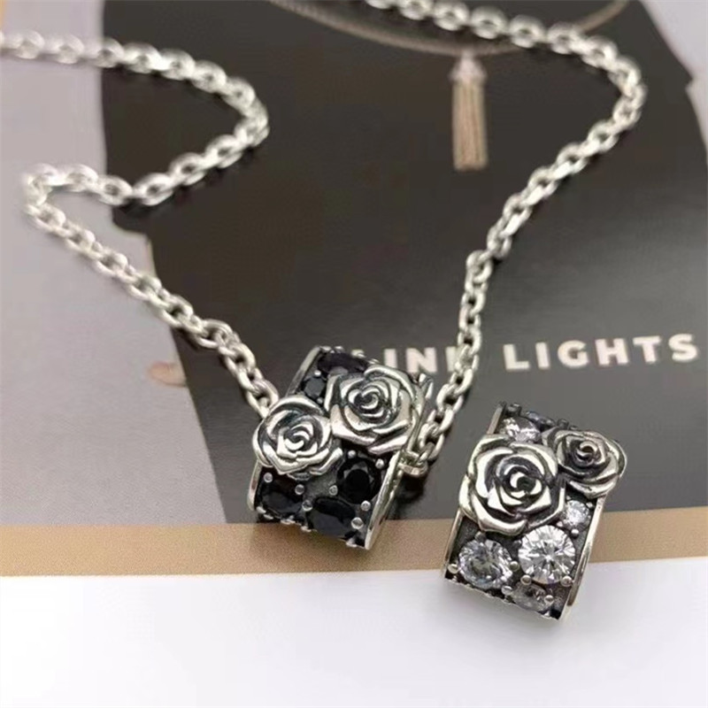 925 Sterling Silver Flowers Pendant Necklaces Vintage  Punk  Antique Designer Luxury Jewelry Accessories