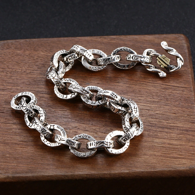 925Chromehearts Sterling Silver Thick Link Chain Bracelets Antique Gothic Punk Jewelry Accessories