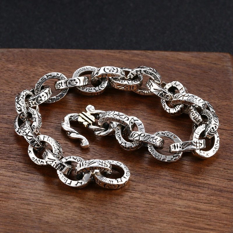 925Chromehearts Sterling Silver Thick Link Chain Bracelets Antique Gothic Punk Jewelry Accessories