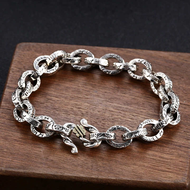 925Chromehearts Sterling Silver Thick Link Chain Bracelets Antique Gothic Punk Jewelry Accessories