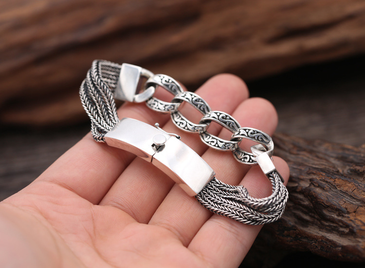 925Chromehearts Sterling Silver Link Chain Bracelets Antique Gothic Punk Jewelry Accessories Link Chain With Insert Clasps