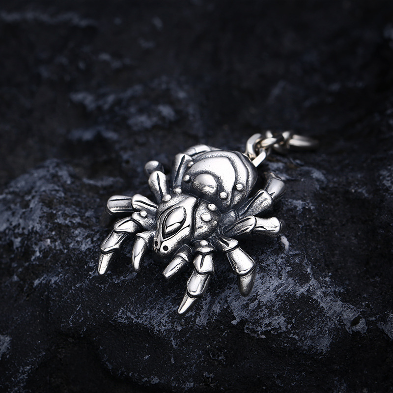 925 Sterling Silver Spider Pendant Necklaces Vintage Gothic Punk Hiphop Antique Designer Luxury Jewelry Accessories