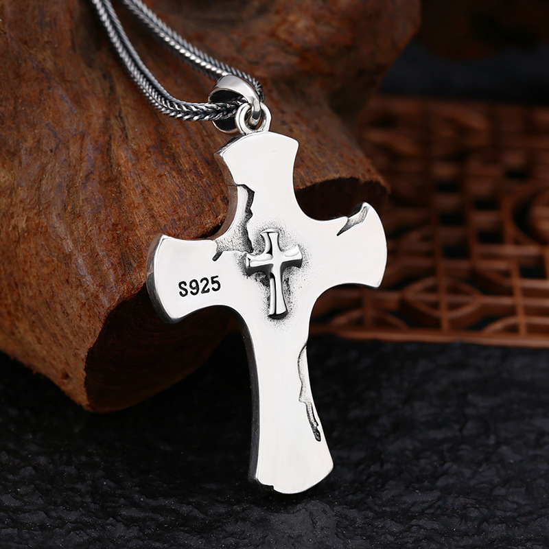 925 Sterling Silver Cross Pendant Necklaces Vintage Gothic Punk Hiphop Designer Jewelry Accessories
