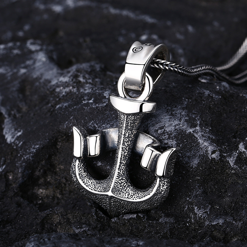 925 Sterling Silver Anchor Pendant Necklaces Vintage Gothic Punk Hiphop Antique Designer Luxury Jewelry Accessories