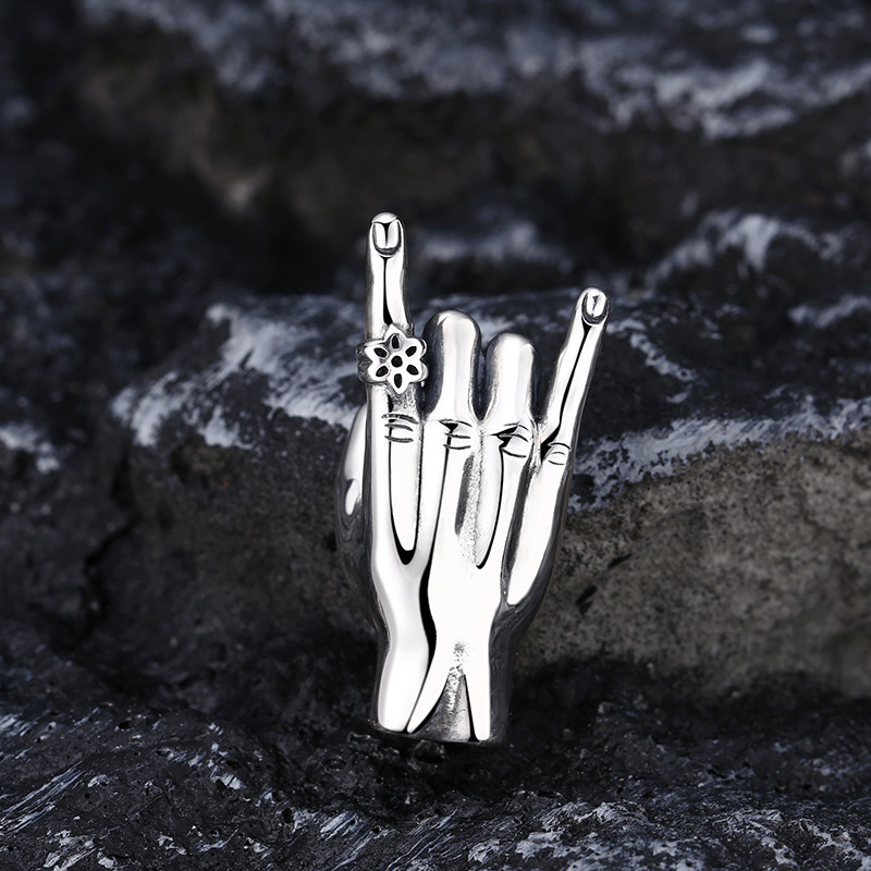 925 Sterling Silver Hand Gesture Pendant Necklaces Vintage Gothic Punk Hiphop Antique Designer Luxury Jewelry Accessories