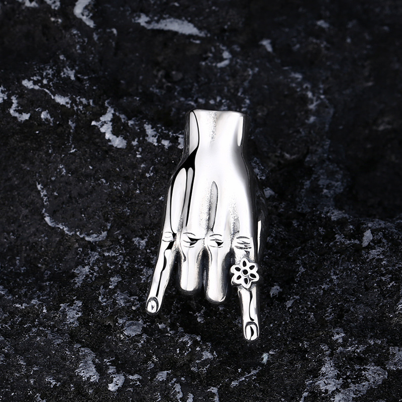 925 Sterling Silver Hand Gesture Pendant Necklaces Vintage Gothic Punk Hiphop Antique Designer Luxury Jewelry Accessories