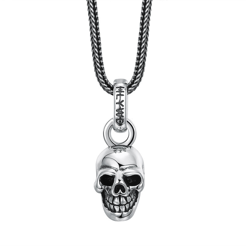 925 Sterling Silver Skull Pendant Necklaces Vintage Gothic Punk Hiphop Antique Designer Luxury Jewelry Accessories