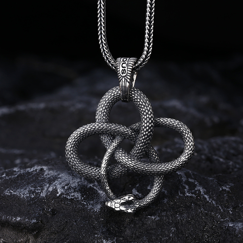 925 Sterling Silver Snake Pendant Necklaces Vintage Gothic Punk Hiphop Antique Designer Luxury Jewelry Accessories
