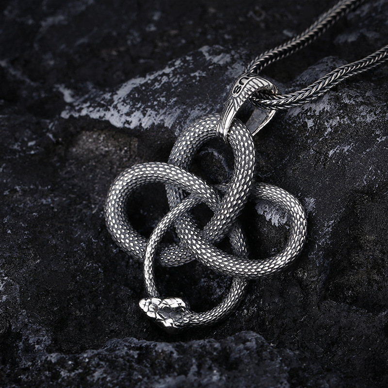 925 Sterling Silver Snake Pendant Necklaces Vintage Gothic Punk Hiphop Antique Designer Luxury Jewelry Accessories