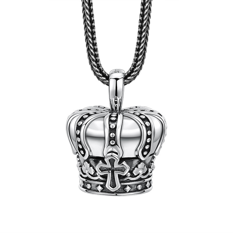 925 Sterling Silver Crown Pendant Necklaces With bear gift Vintage Gothic Punk Hiphop Antique Designer Luxury Jewelry Accessories