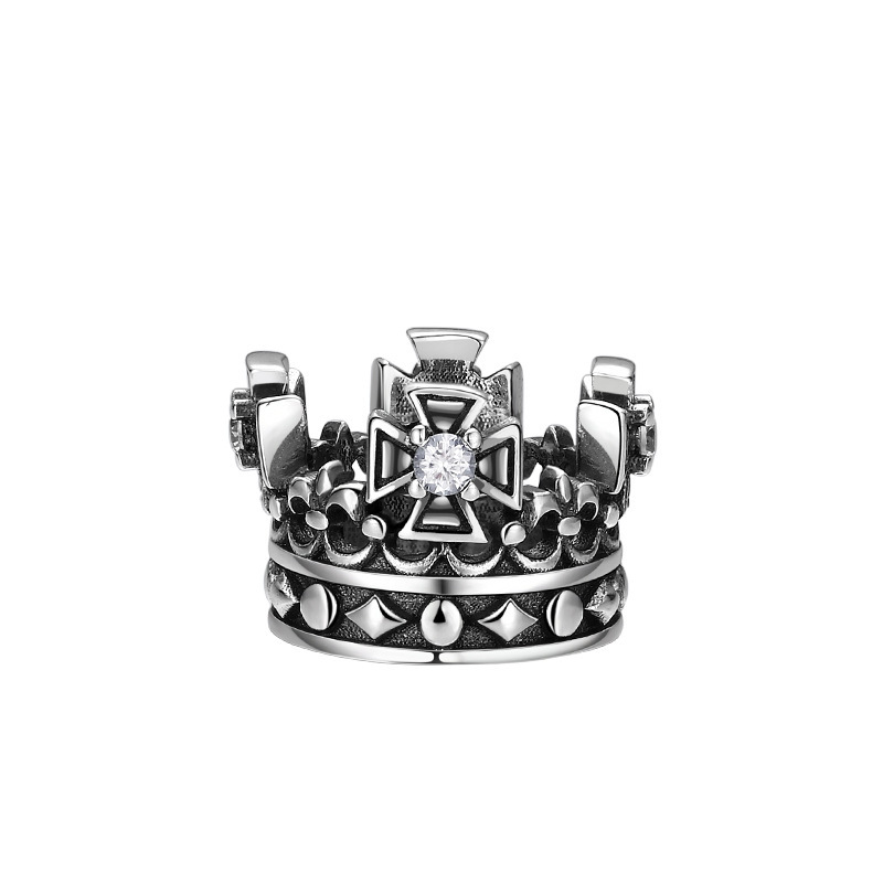 925 Sterling Silver Crown Ring Pendant Necklaces Vintage Gothic Punk Hiphop Antique Designer Luxury Jewelry Accessories