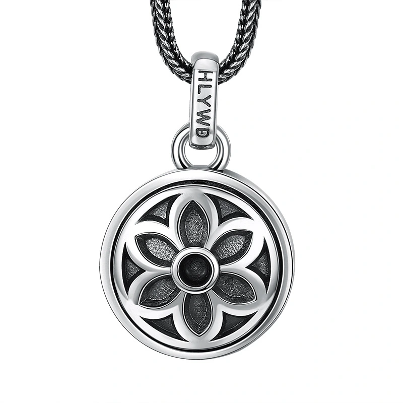 925 Sterling Silver Flower Pendant Necklaces Vintage Gothic Punk Hiphop Antique Designer Luxury Jewelry Accessories
