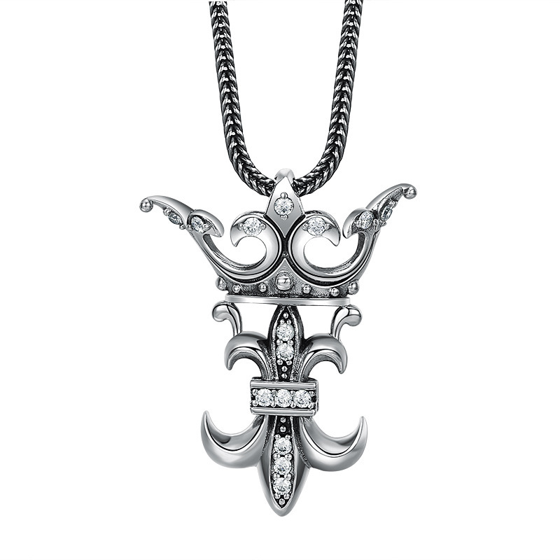 925 Sterling Silver Crown Anchor Pendant Necklaces Vintage Gothic Punk Hiphop Antique Designer Luxury Jewelry Accessories
