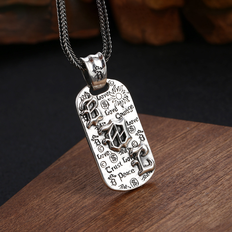 925 Sterling Silver Crosses Graffiti Pendant Necklaces Vintage Gothic Punk Hiphop Antique Designer Luxury Jewelry Accessories