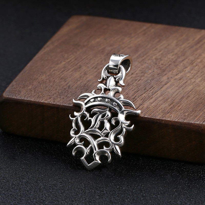925 Sterling Silver Hollow Pendant Necklaces Vintage Gothic Punk Hiphop Antique Designer Luxury Jewelry Accessories