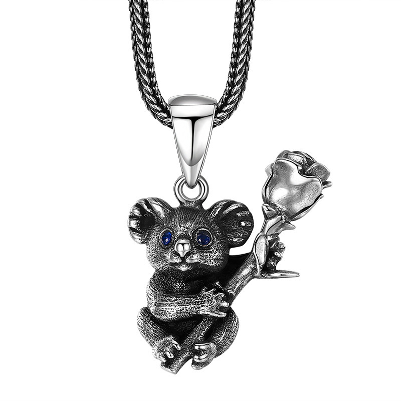 925 Sterling Silver Koala Pendant Necklaces Vintage Gothic Punk Hiphop Antique Designer Luxury Jewelry Accessories