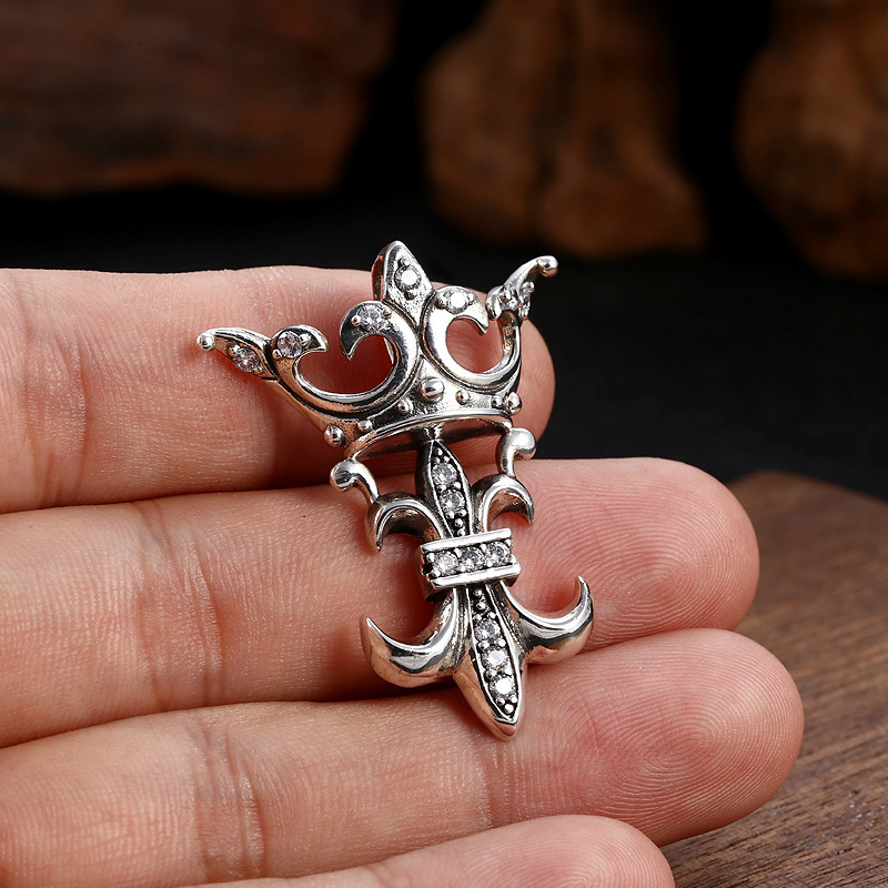 925 Sterling Silver Crown Anchor Pendant Necklaces Vintage Gothic Punk Hiphop Antique Designer Luxury Jewelry Accessories