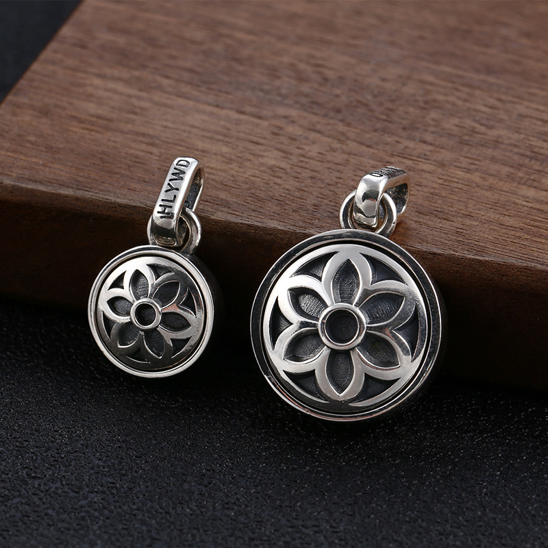 925 Sterling Silver Flower Pendant Necklaces Vintage Gothic Punk Hiphop Antique Designer Luxury Jewelry Accessories