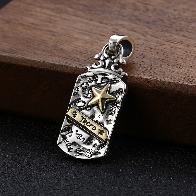 925 Sterling Silver Star Skull Dollar Pendant Necklaces Graffiti Vintage Gothic Punk Hiphop Antique Designer Luxury Jewelry Accessories