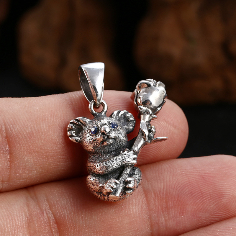 925 Sterling Silver Koala Pendant Necklaces Vintage Gothic Punk Hiphop Antique Designer Luxury Jewelry Accessories