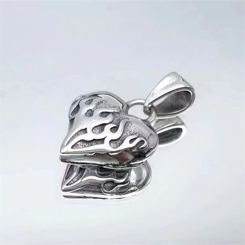 925 Sterling Silver Heart Pendant Necklaces Vintage Gothic Punk Hiphop Antique Designer Luxury Jewelry Accessories