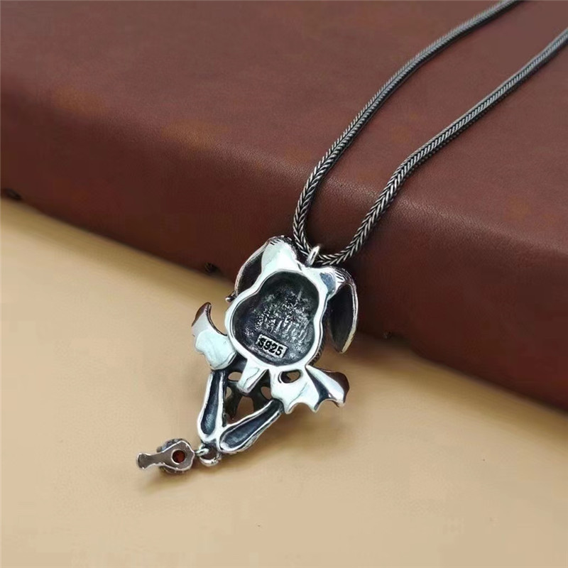925 Sterling Silver Rabbit Pendant Necklaces Vintage Gothic Punk Hiphop Antique Designer Luxury Jewelry Accessories