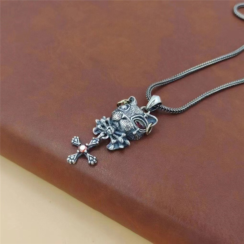 925 Sterling Silver Cat Pendant Necklaces Vintage Gothic Punk Hiphop Antique Designer Luxury Jewelry Accessories