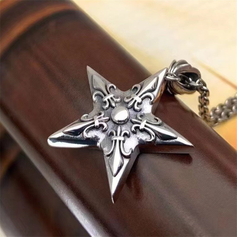 925 Sterling Silver Star Pendant Necklaces Vintage Gothic Punk Hiphop Antique Designer Luxury Jewelry Accessories