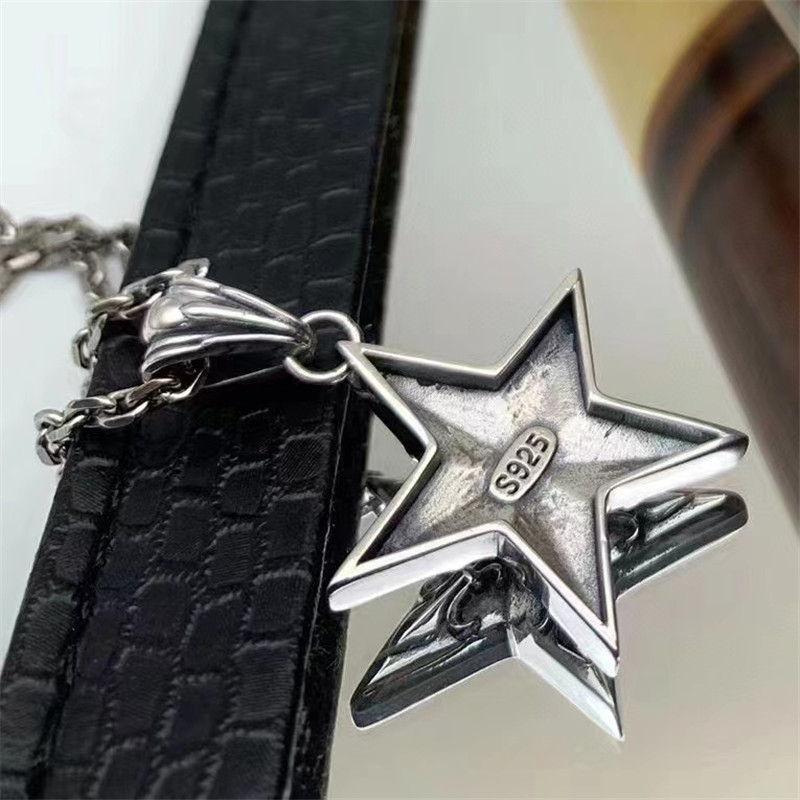 925 Sterling Silver Star Pendant Necklaces Vintage Gothic Punk Hiphop Antique Designer Luxury Jewelry Accessories