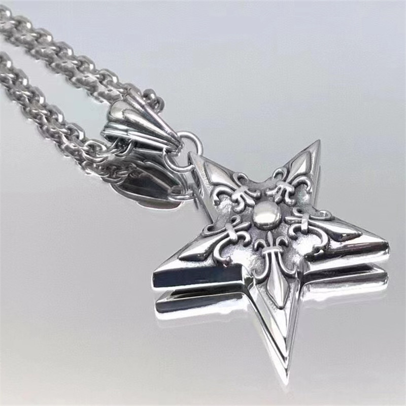 925 Sterling Silver Star Pendant Necklaces Vintage Gothic Punk Hiphop Antique Designer Luxury Jewelry Accessories