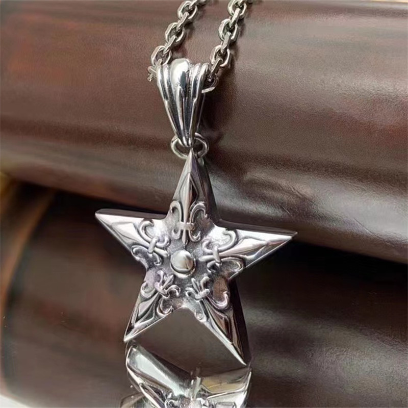 925 Sterling Silver Star Pendant Necklaces Vintage Gothic Punk Hiphop Antique Designer Luxury Jewelry Accessories