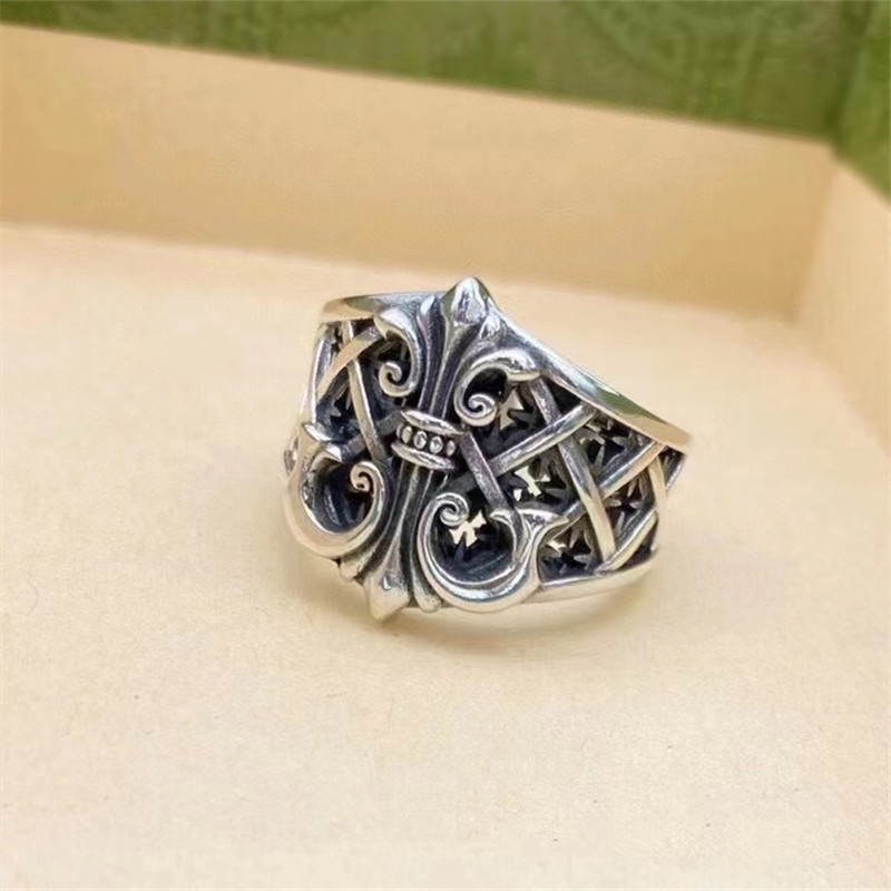 925 Sterling Silver Cross Anchor Adjustable Band Rings Vintage Gothic Punk Antique Designer Luxury Jewelry Accessories