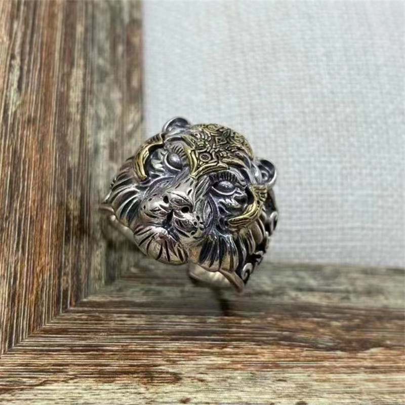 925 Sterling Silver Tiger Adjustable Band Rings Vintage Gothic Punk Antique Designer Luxury Jewelry Accessories