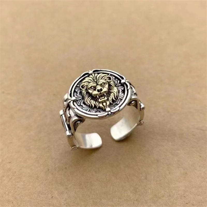 925 Sterling Silver Lion Adjustable Band Rings Vintage Gothic Punk Antique Designer Luxury Jewelry Accessories