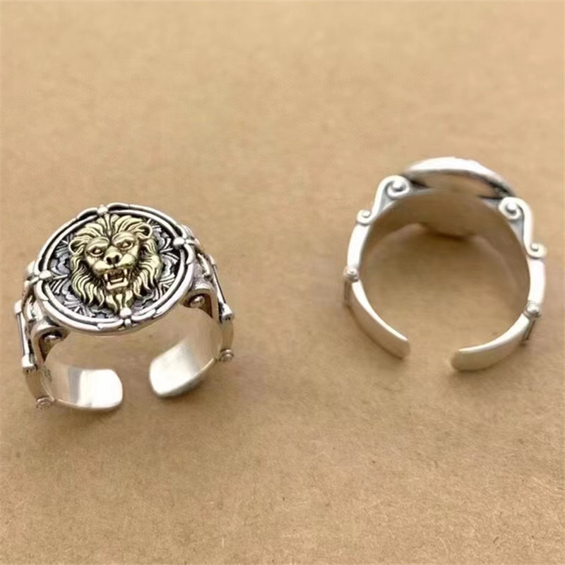 925 Sterling Silver Lion Adjustable Band Rings Vintage Gothic Punk Antique Designer Luxury Jewelry Accessories