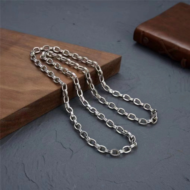 925 Sterling Silver LInk Chain Necklaces Vintage Gothic Punk Hiphop Antique Designer Luxury Jewelry Accessories