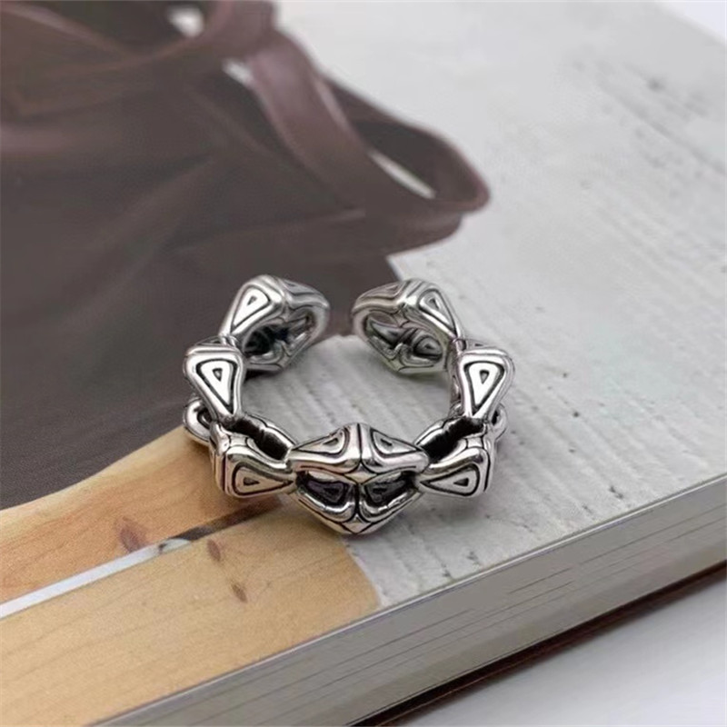 925 Sterling Silver Adjustable Band Rings Vintage Gothic Punk Antique Designer Luxury Jewelry Accessories