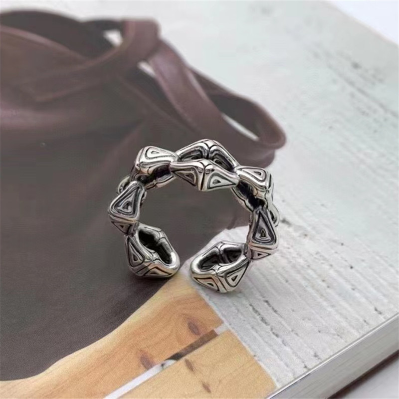 925 Sterling Silver Adjustable Band Rings Vintage Gothic Punk Antique Designer Luxury Jewelry Accessories
