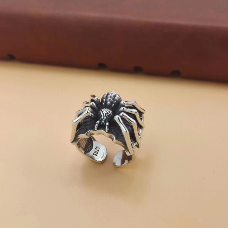 925 Sterling Silver Spider Adjustable Band Rings Vintage Gothic Punk Antique Designer Luxury Jewelry Accessories