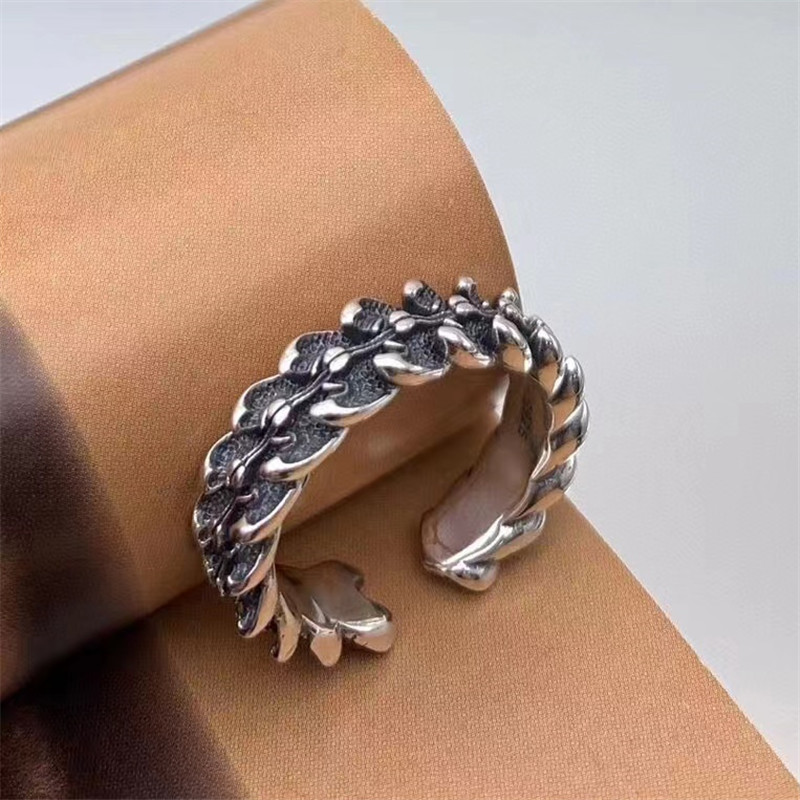 925 Sterling Silver Spine Adjustable Band Rings Vintage Gothic Punk Antique Designer Luxury Jewelry Accessories