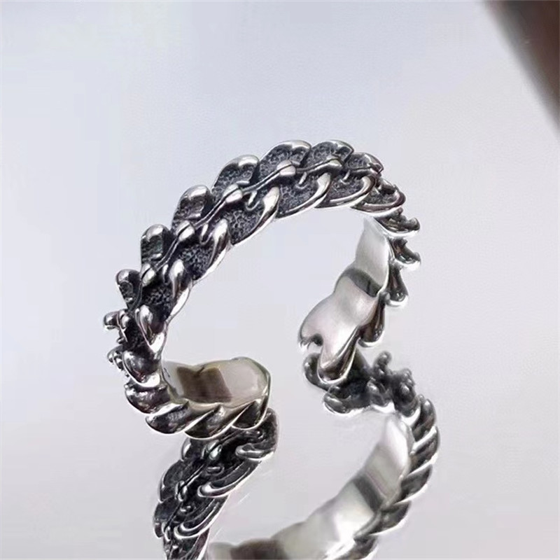 925 Sterling Silver Spine Adjustable Band Rings Vintage Gothic Punk Antique Designer Luxury Jewelry Accessories