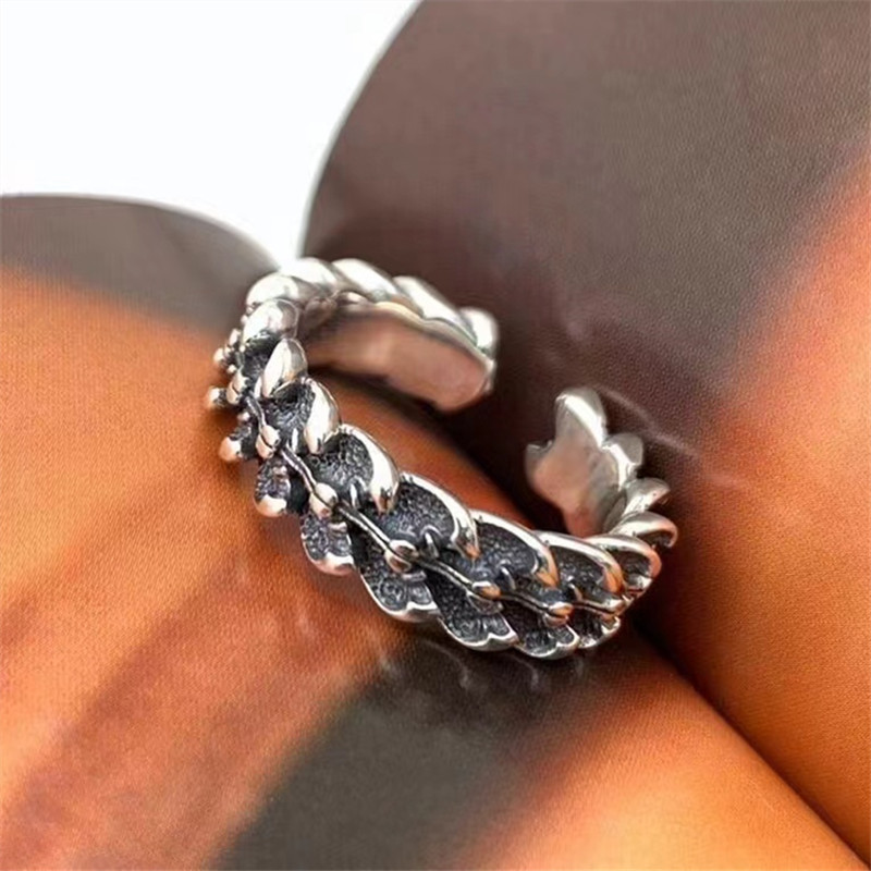925 Sterling Silver Spine Adjustable Band Rings Vintage Gothic Punk Antique Designer Luxury Jewelry Accessories