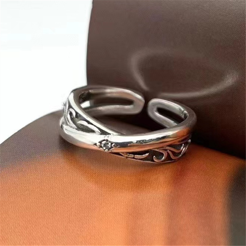 925 Sterling Silver Crossed scroll Adjustable Band Rings Vintage Gothic Punk Antique Designer Luxury Jewelry Accessories