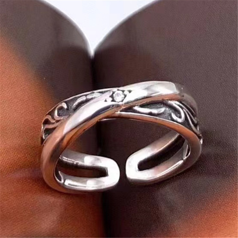 925 Sterling Silver Crossed scroll Adjustable Band Rings Vintage Gothic Punk Antique Designer Luxury Jewelry Accessories