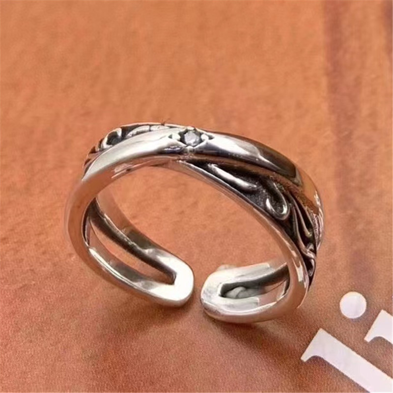 925 Sterling Silver Crossed scroll Adjustable Band Rings Vintage Gothic Punk Antique Designer Luxury Jewelry Accessories