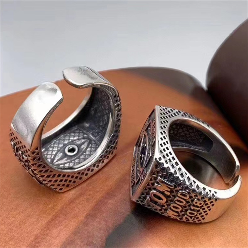 925 Sterling Silver Eye  Adjustable Band Rings Vintage Gothic Punk Antique Designer Luxury Jewelry Accessories