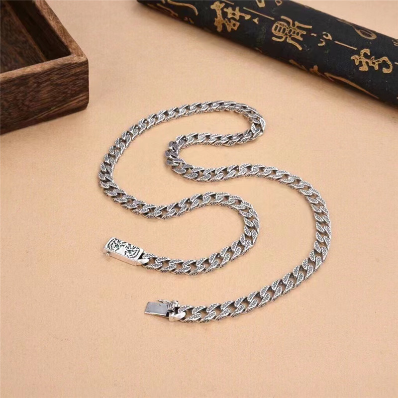 925 Sterling Silver Tiger Textured Link Chain Necklaces Vintage Gothic Punk Hiphop Antique Designer Luxury Jewelry Accessories